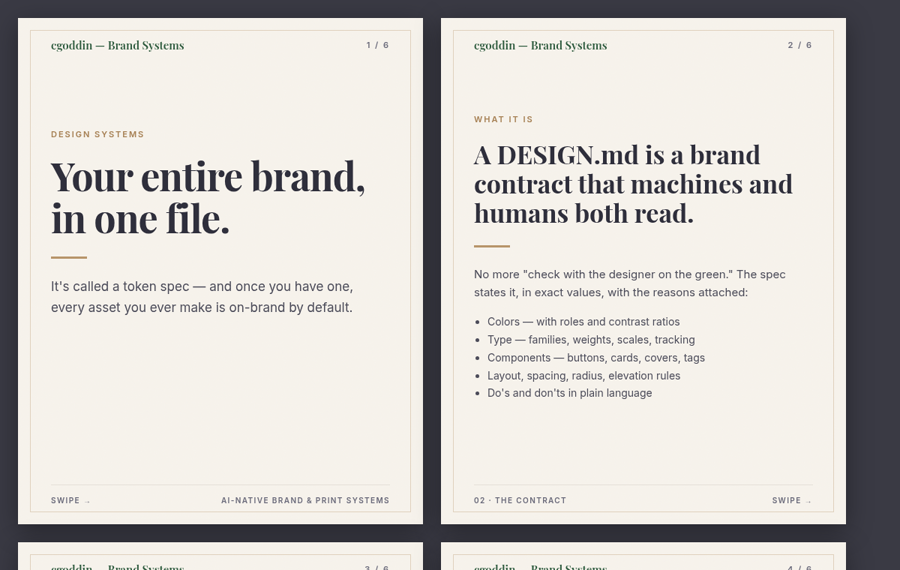 Social carousel 2 — 'Your entire brand in one token spec.'